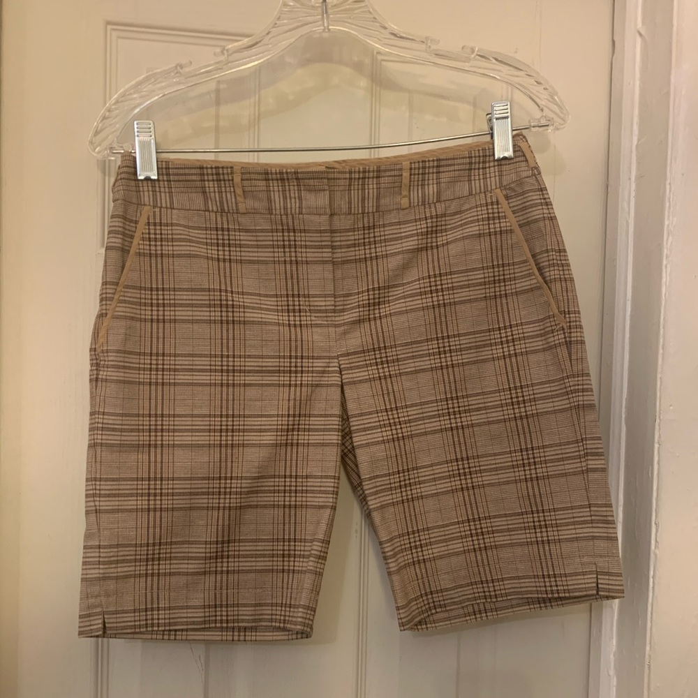 BCBGMaxAzria Brown Bermuda Plaid Shorts Size 0